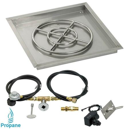 AMERICAN FIREGLASS 24 In. Square Stainless Steel Drop-In Pan With Spark Ignition Kit - Propane SS-SQPKIT-P-24
